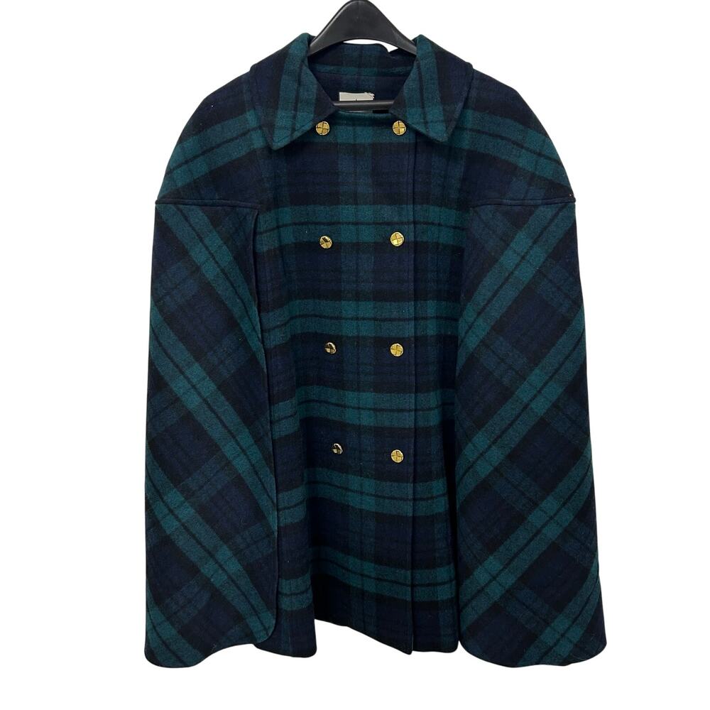 Tuckernuck Green Navy Plaid Blackwatch India Cape Womens Medium / Large - Picture 2 of 7
